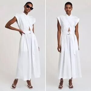 NWOT Derek Lam 10 Crosby Celeste Belted Cutout Maxi Dress White Size 4, 6